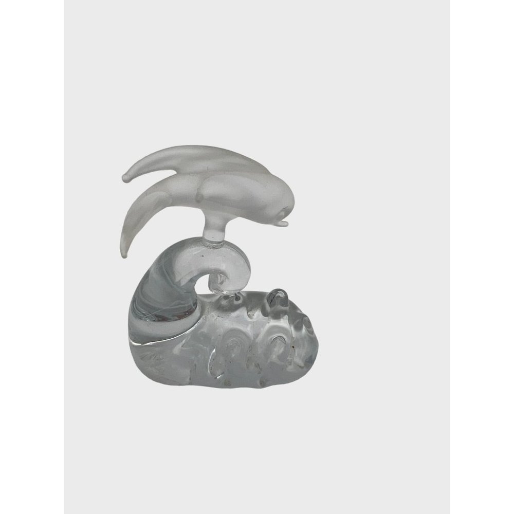 Miniature Glass Dolphin Figurine Riding the Waves Porpoise Beach Decor 3" Tall - Picture 3 of 7